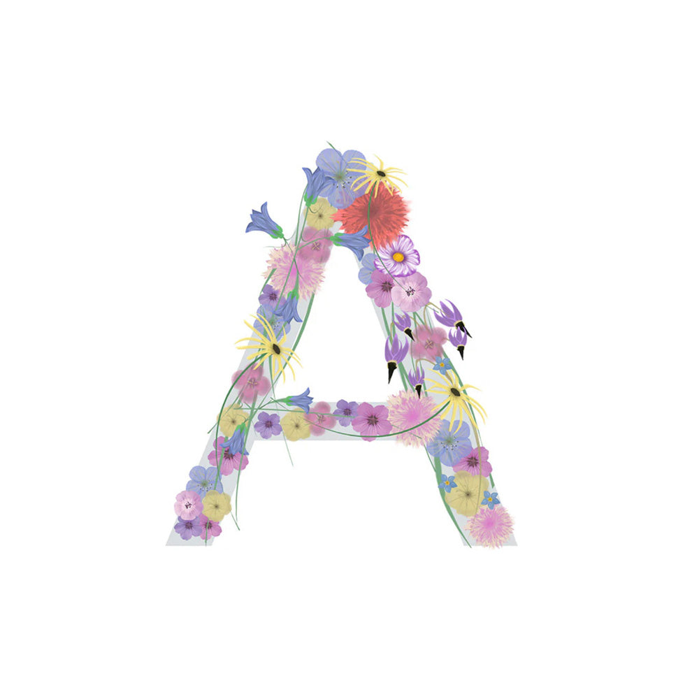 Letter A wildflowers print