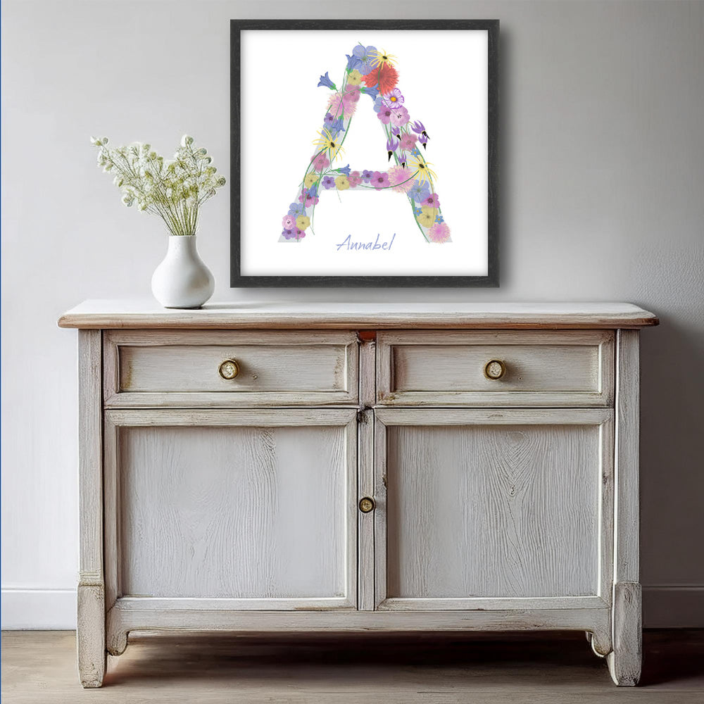 Letter A wildflowers print