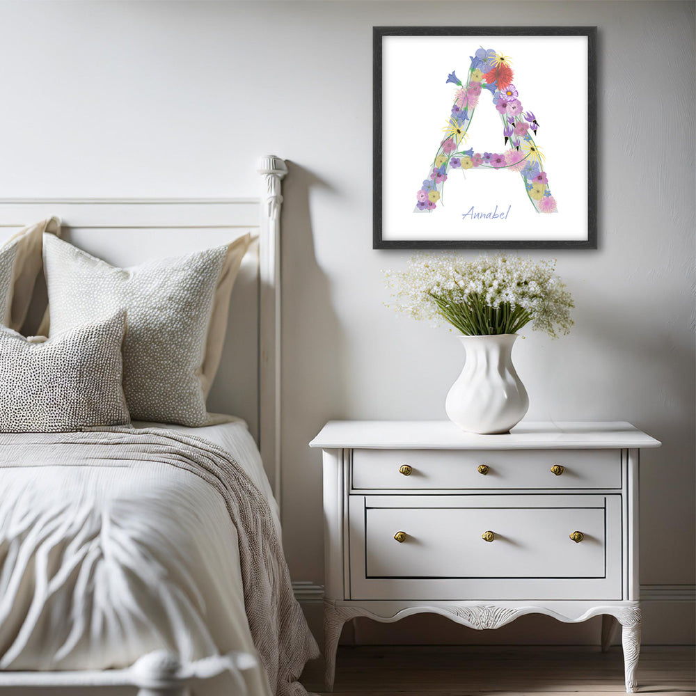 Letter A wildflowers print