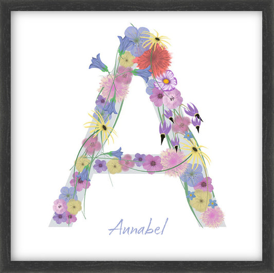 Letter A wildflowers print