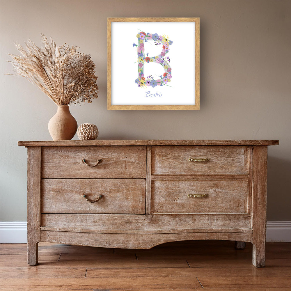 Letter B wildflowers print