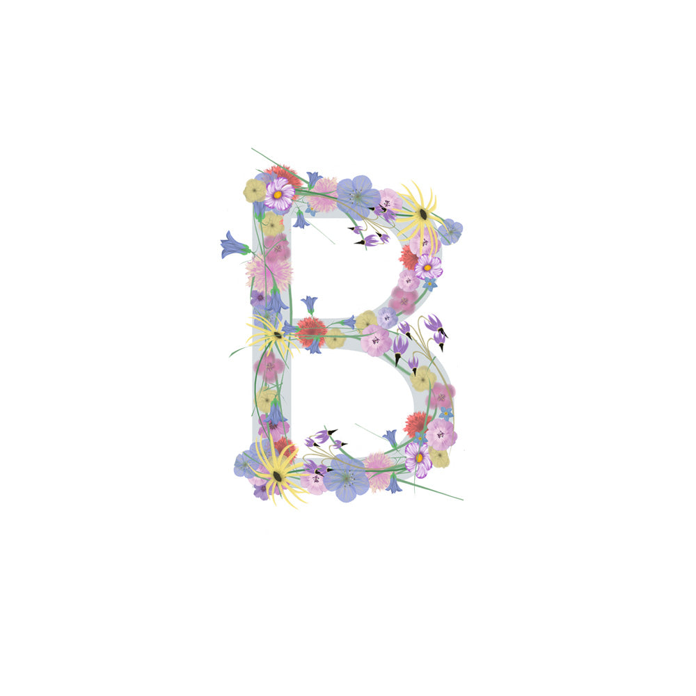 Letter B wildflowers print