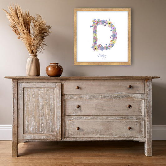 Letter D wildflowers print