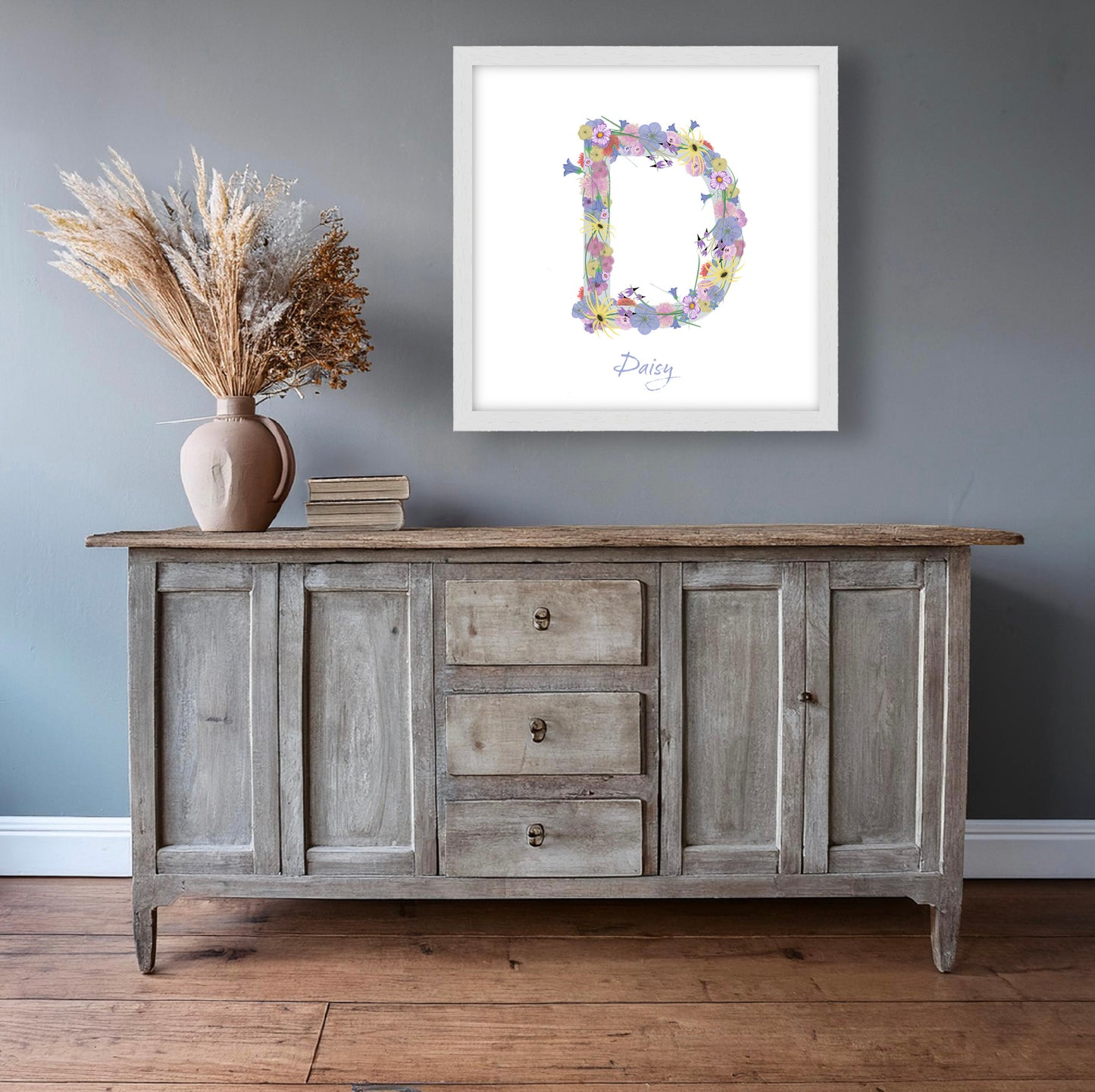 Letter D wildflowers print