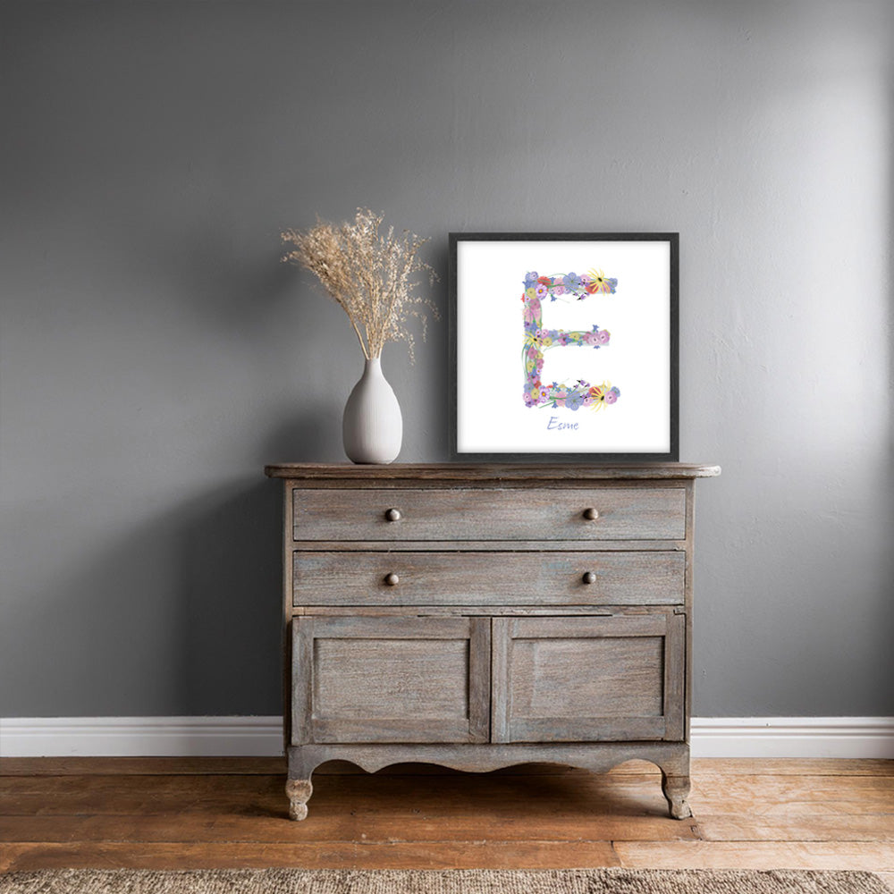 Letter E wildflowers print