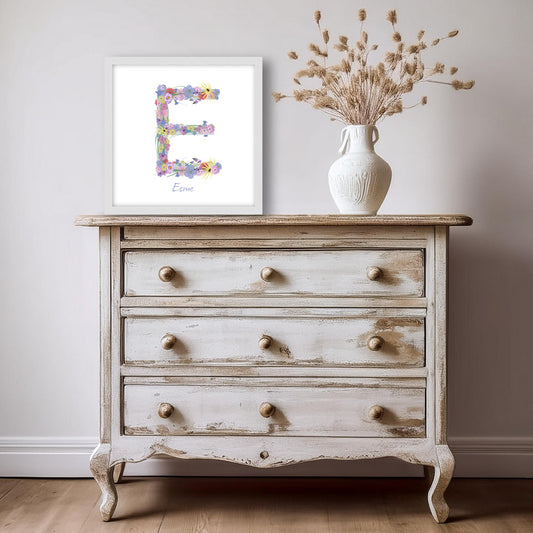 Letter E wildflowers print