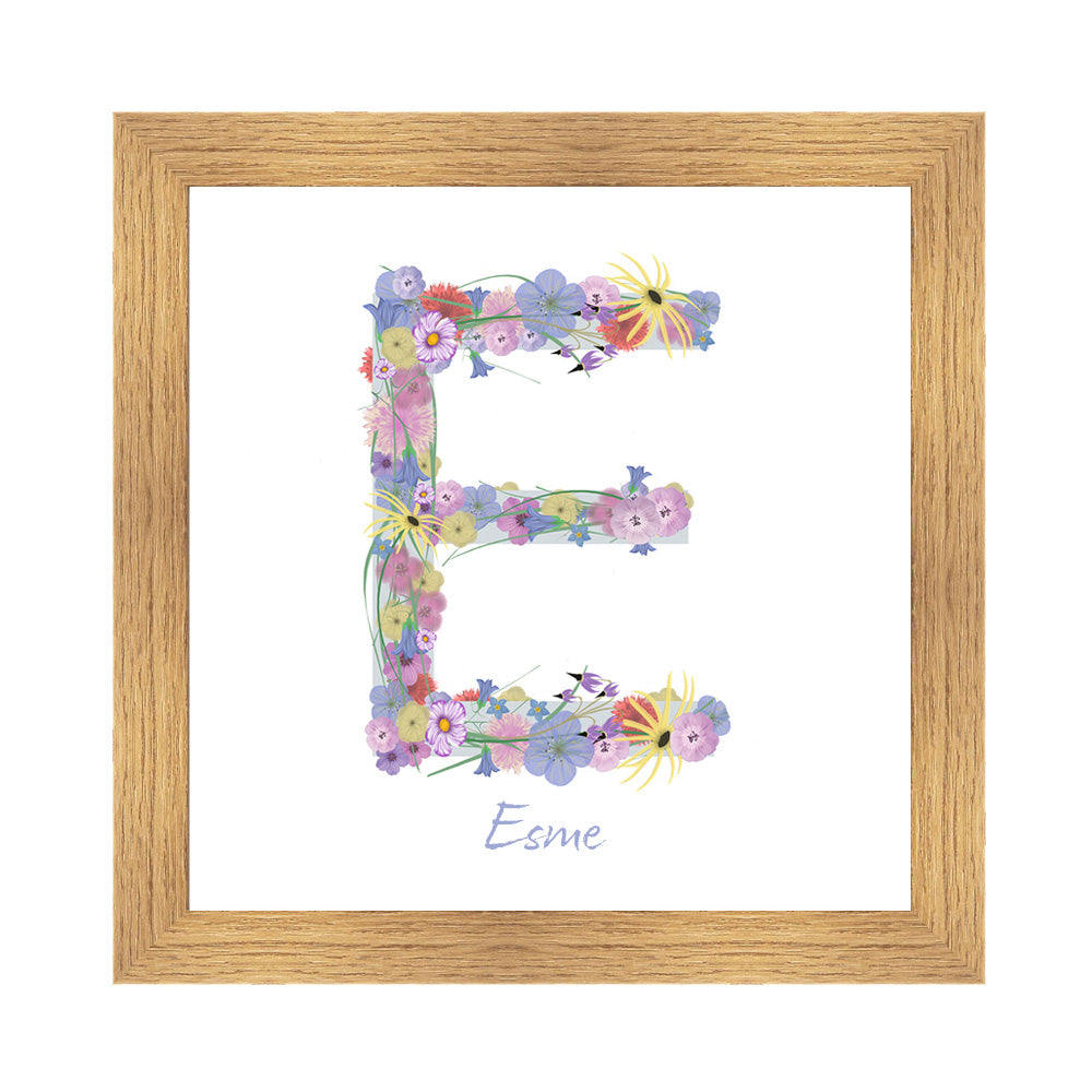 Letter E wildflowers print