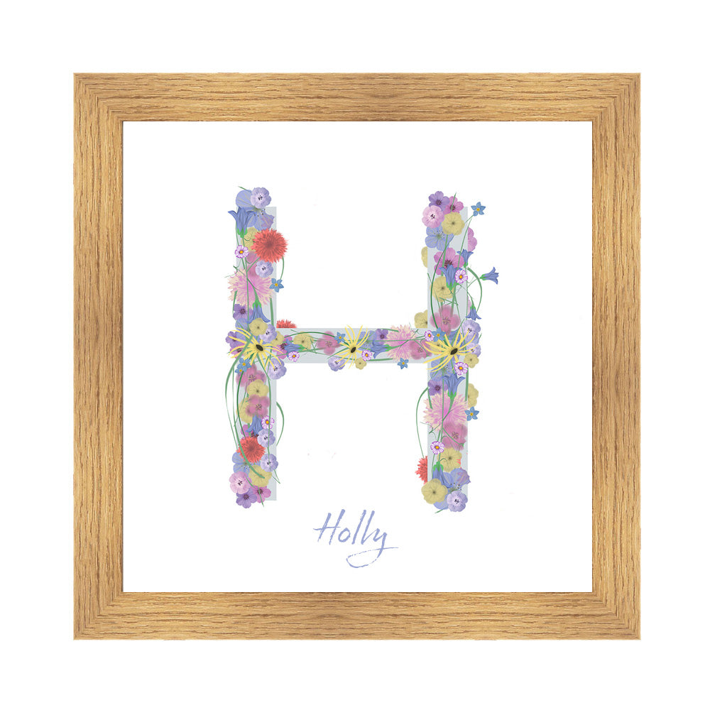 Letter H wildflowers print