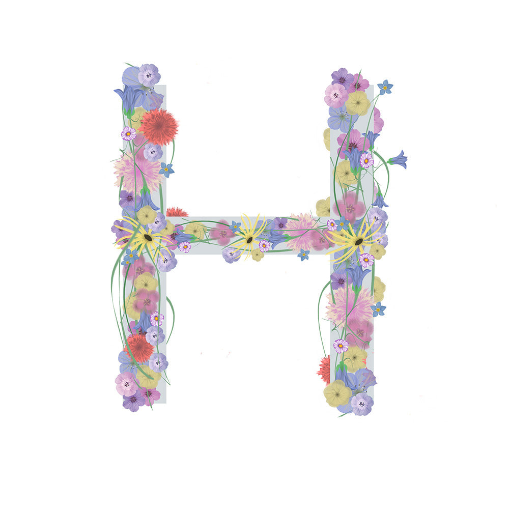 Letter H wildflowers print