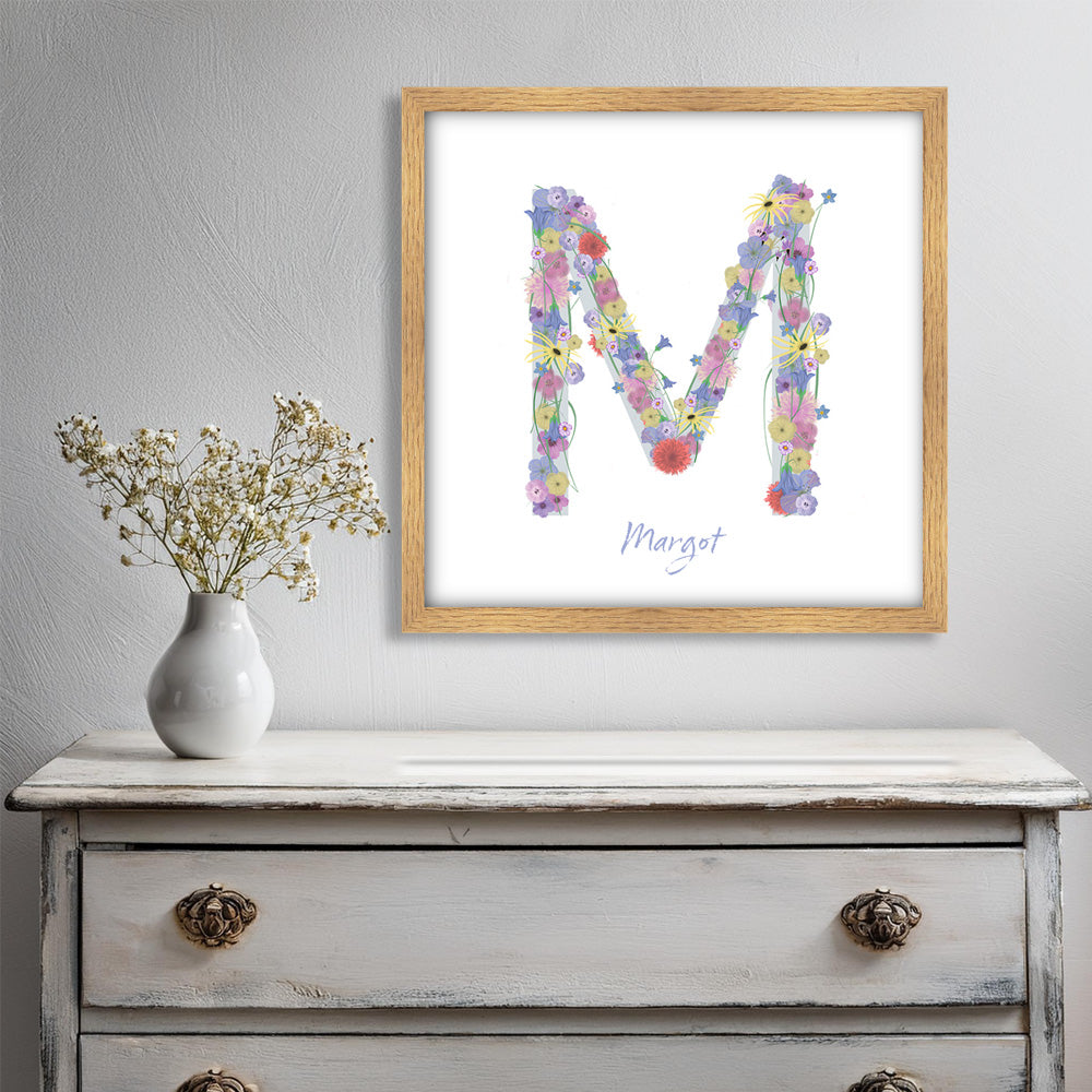 Letter M wildflowers print