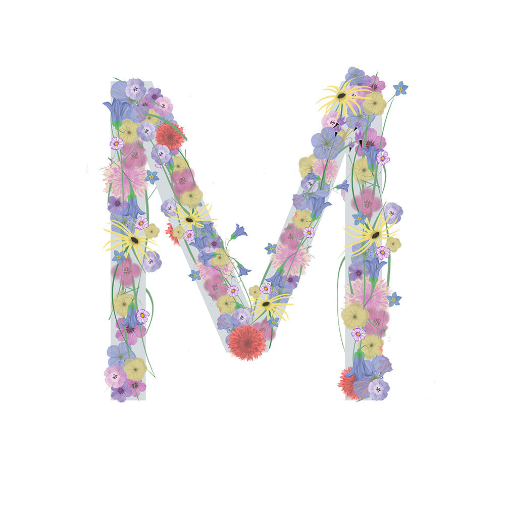 Letter M wildflowers print