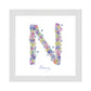 Letter N wildflowers print