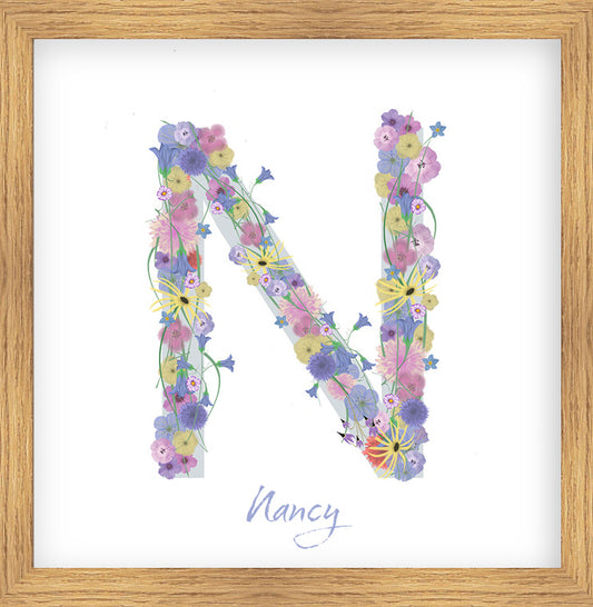 Letter N wildflowers print