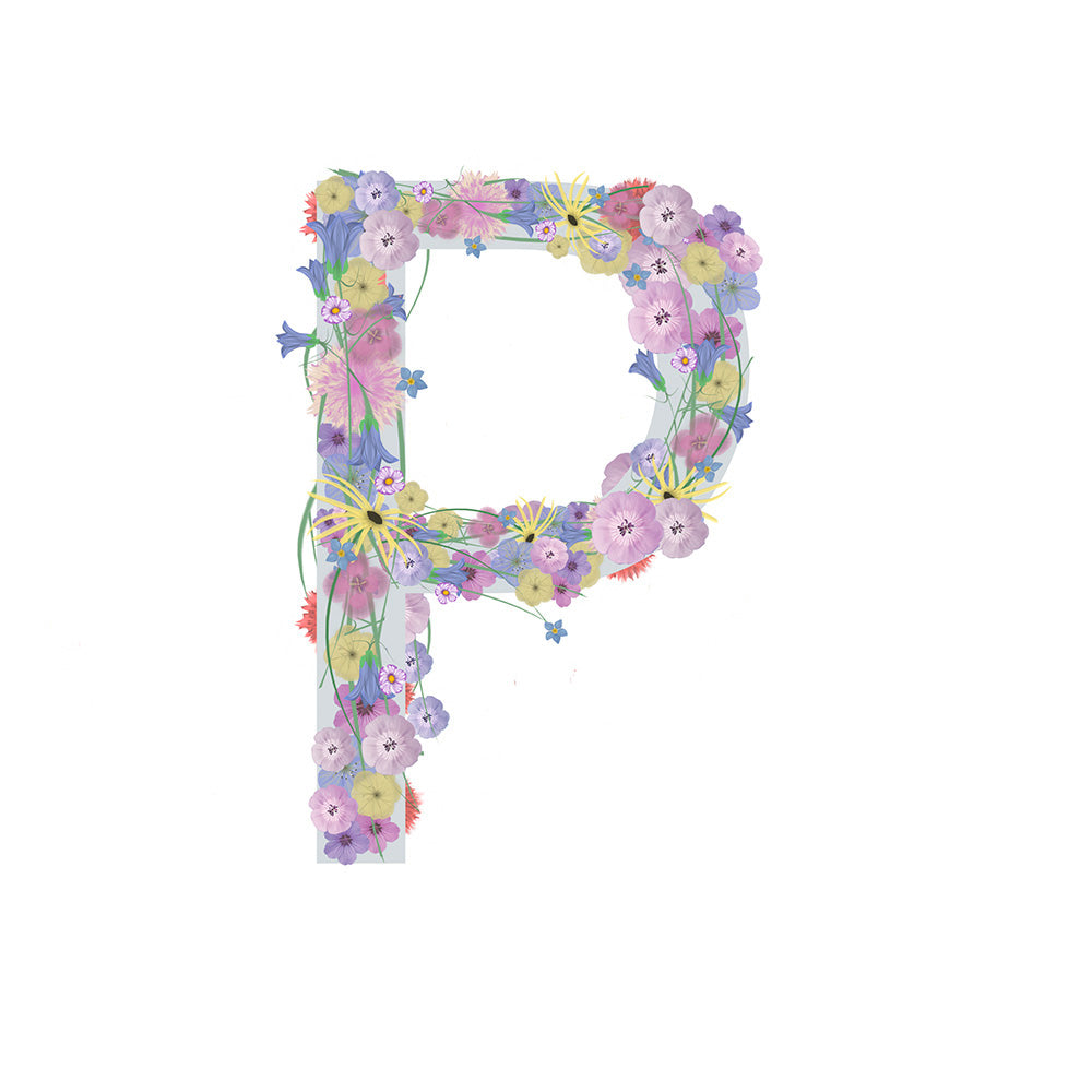 Letter P wildflowers print