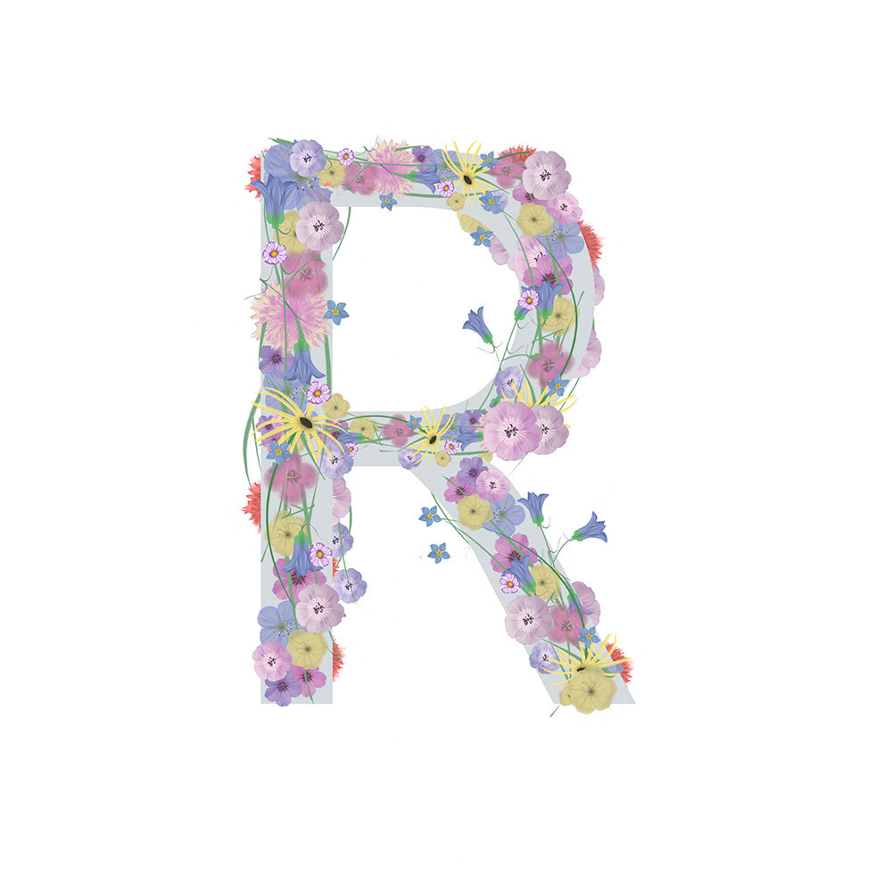 Letter R wildflowers print