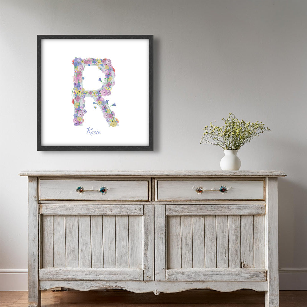 Letter R wildflowers print