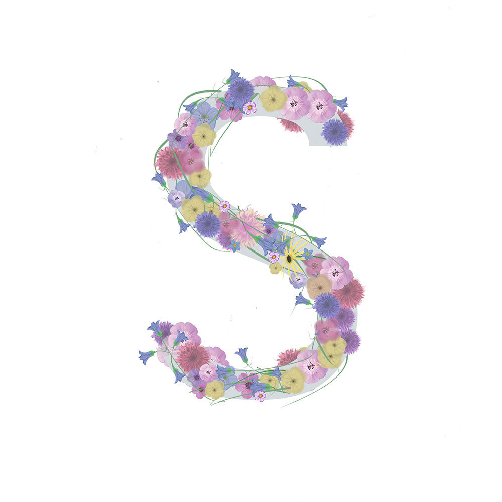 Letter S wildflowers print