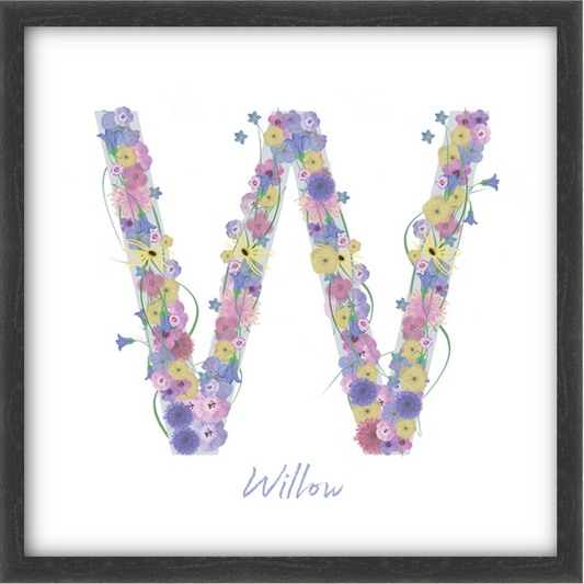 Letter W wildflowers print