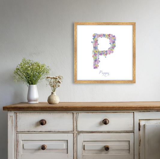 Letter P wildflowers print