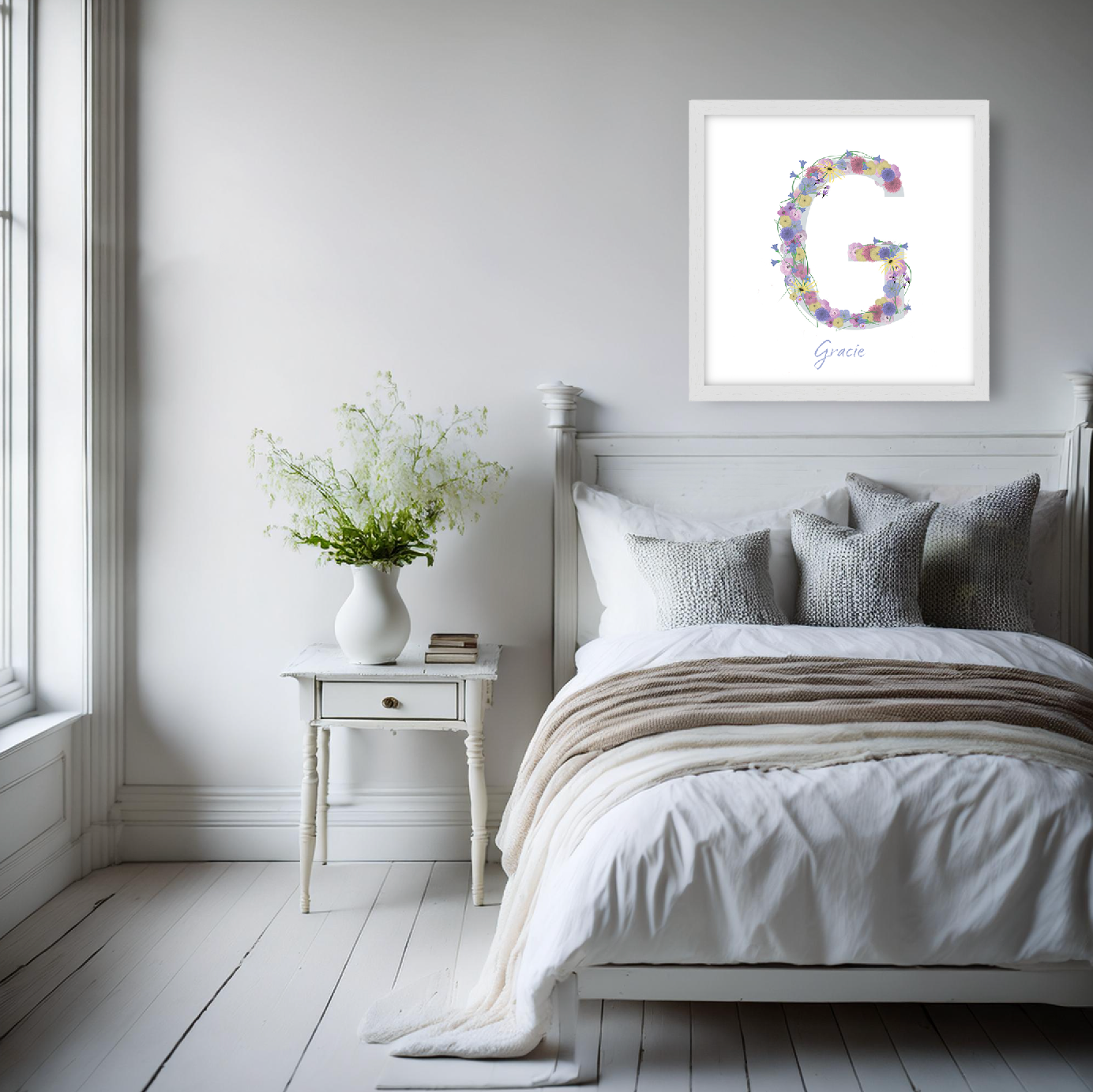 Letter G wildflowers print