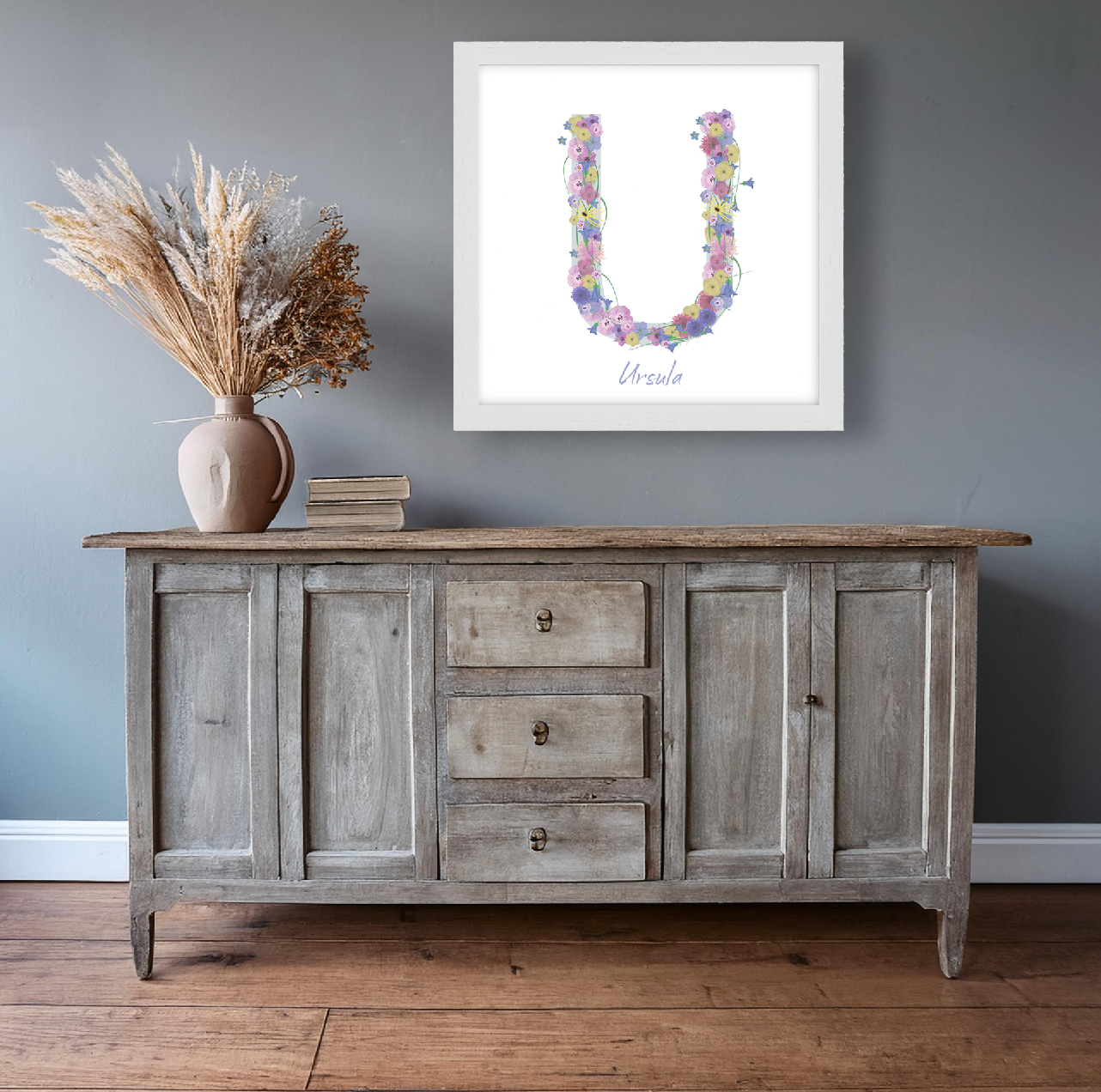 Letter U wildflowers print