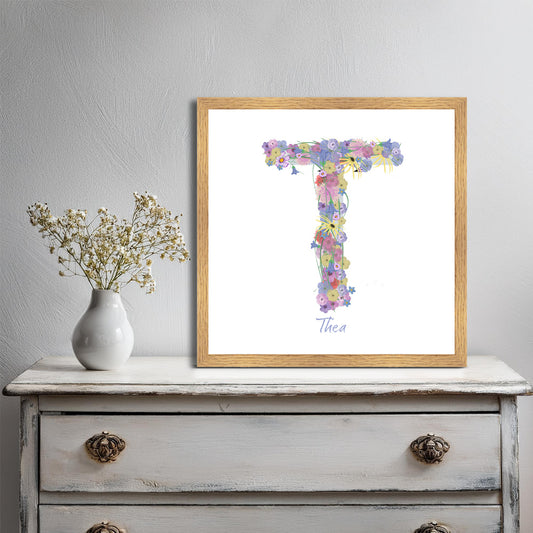 Letter T wildflowers print