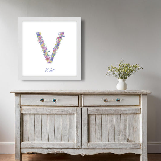 Letter V wildflowers print