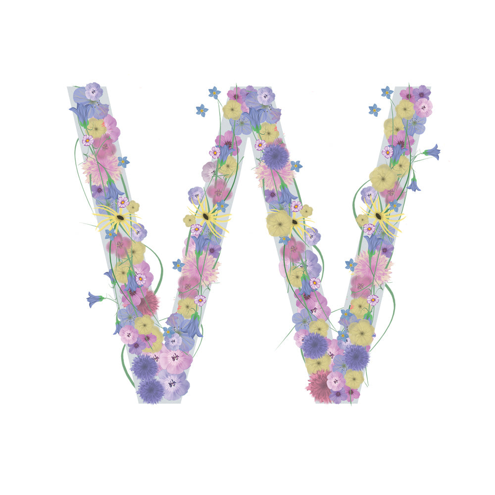 Letter W wildflowers print